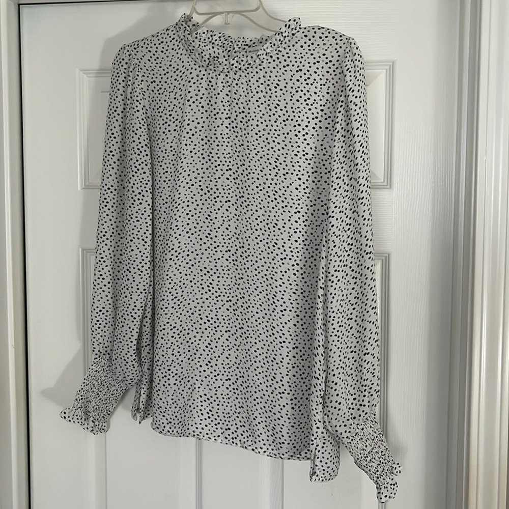 White and black sheer top